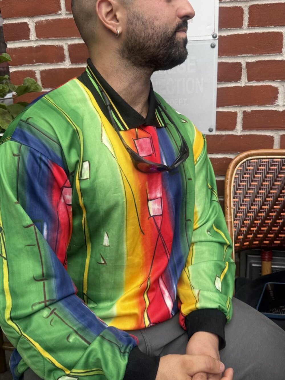 Nike Size Medium (M) Men's Multicolor Abstract Print Track Jacket with Ribbed Co